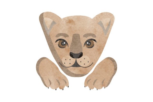 A Cute Baby Lion Watercolor for Craft & Animal Designs