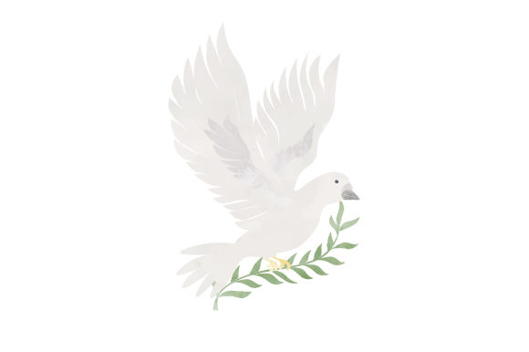 A Dove with Olive Branch Watercolor Embroidery Design