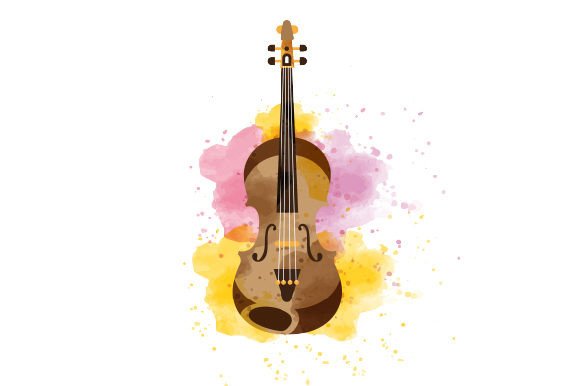 A Watercolor Violin: Artistic Elegance for Embroidery