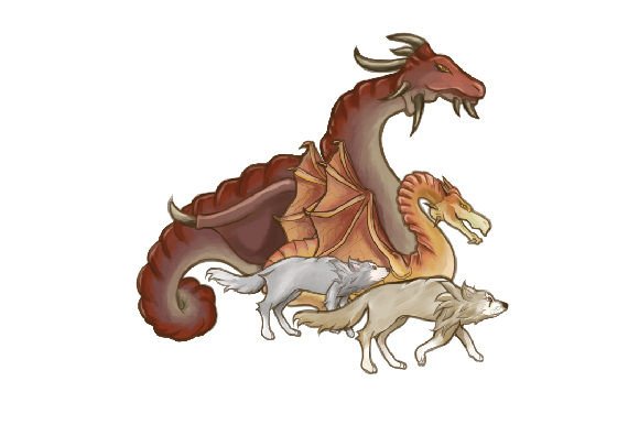 Craft a Fantasy Collection with Dragons and Wolves Watercolor