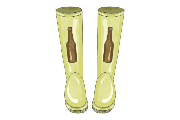 Crafting Spring Cheers: A Watercolor Wellies & Beer Bottle Design