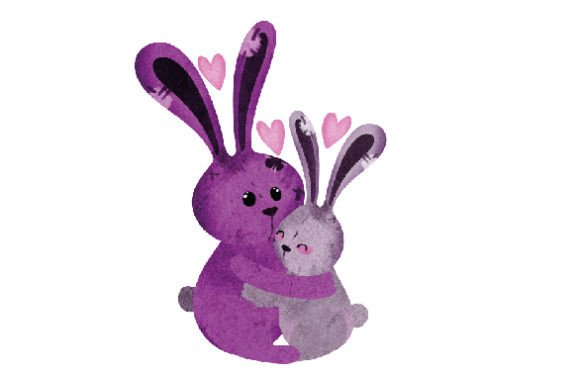 Emo Couple Bunnies: A Watercolor Craft Asset for Valentine's Day