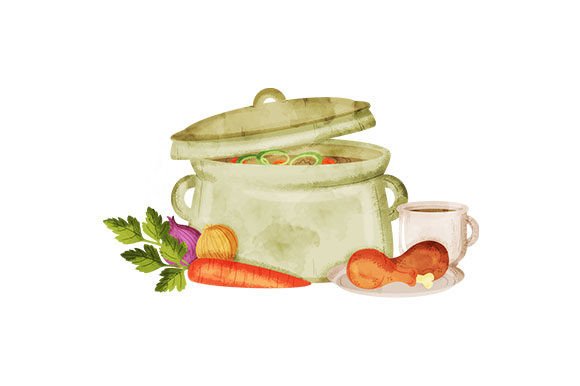 Evaluating Chicken Soup - Watercolor for Food & Crafts Projects