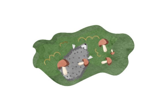 My Fall Crafts Review: Hedgehog in Forest with Mushrooms Watercolor Asset