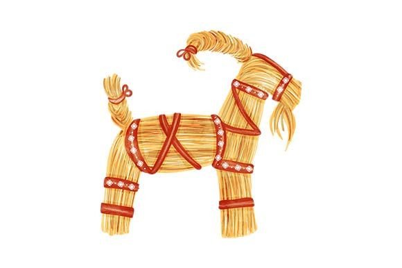 Straw Yule Goat: A Watercolor Embroidery Design Review