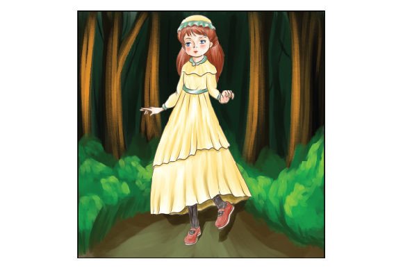 Testing the Little Girl from the Village Watercolor Design for Your Crafts Shop