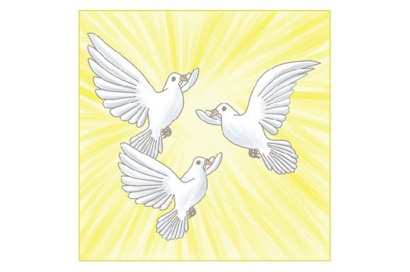 Three Little Doves Watercolor: A Crafts & Fairy Tale Design Asset